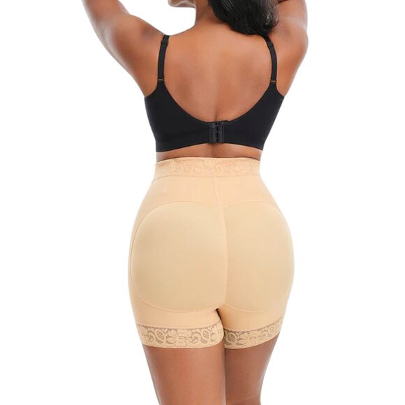 Deep Nude Mid-Waist Butt Lifter Tummy Control Front Zipper Slimming Faja Shorts - Picture 3 of 7